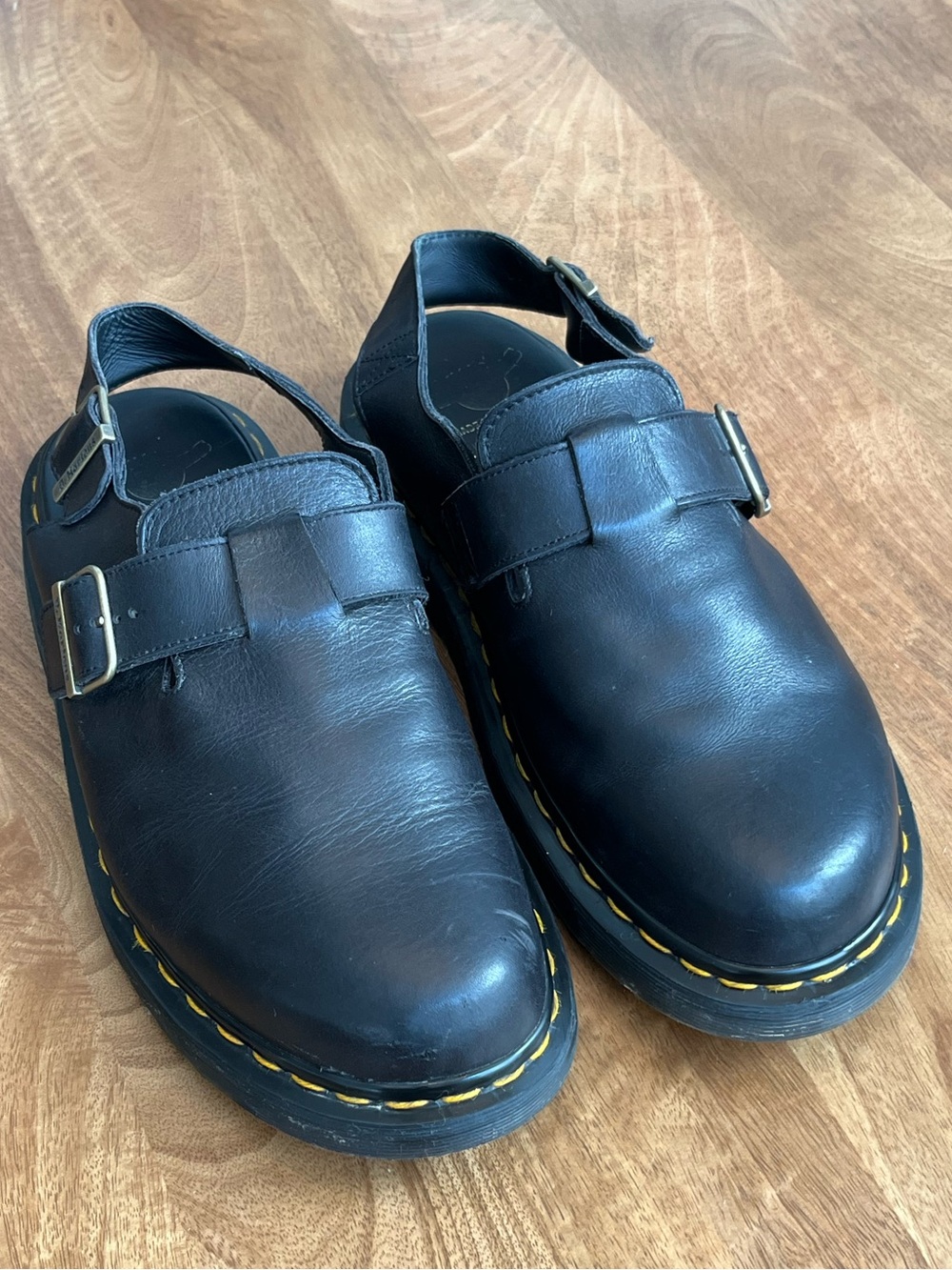 Vintage Dr. Martens Mens 11 Black Leather Slingback Clog Style Shoes
